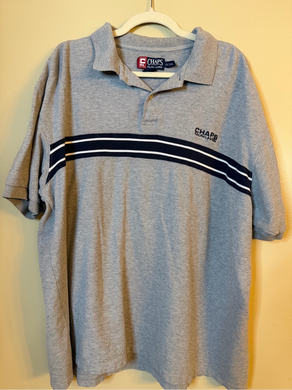 Ralph Lauren (Chaps) Gray Polo with Navy Stripes XXL